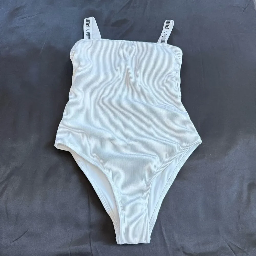 Puma Women's Swimsuit One Piece Off‎ White Size Large Ivory